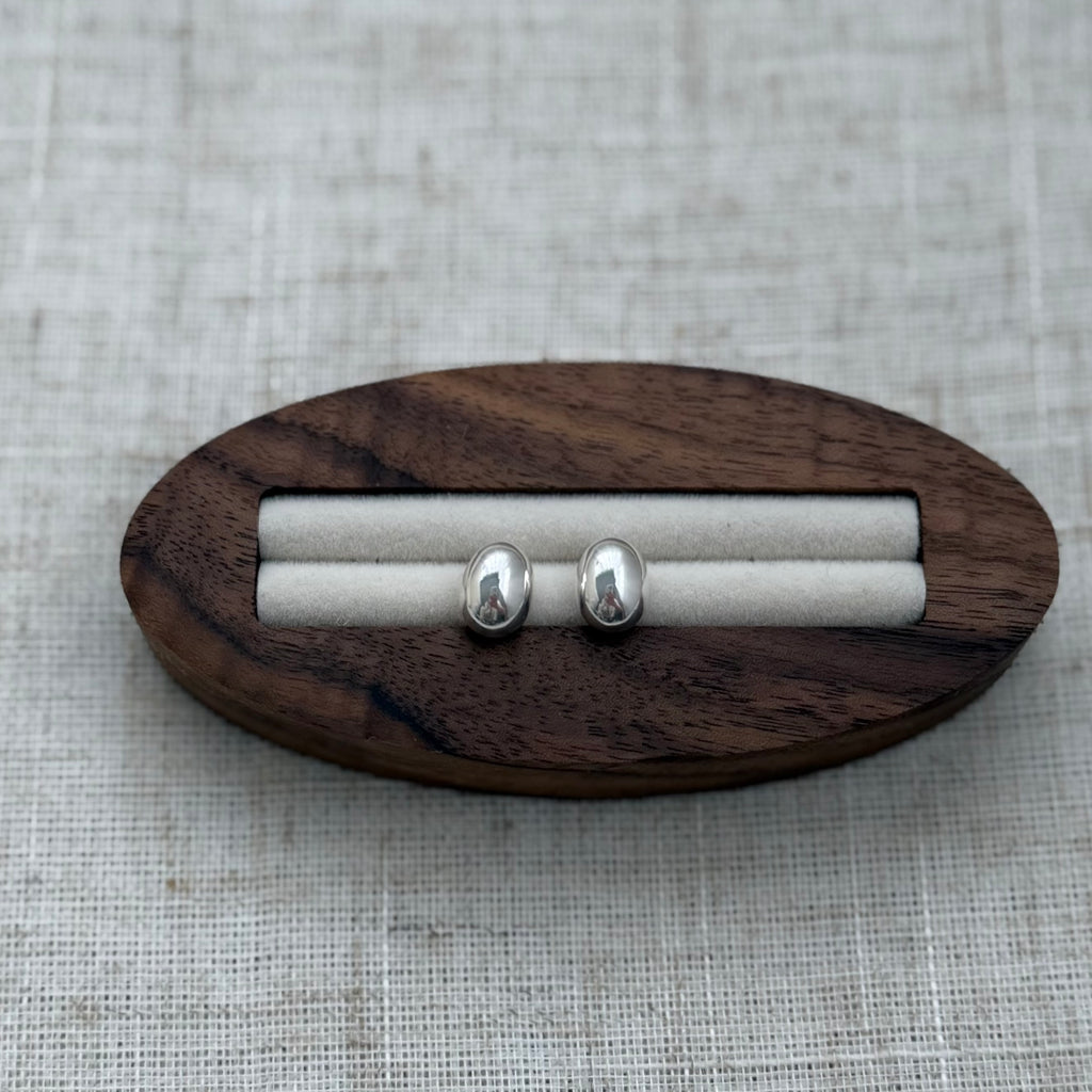 Silver Dome Stud Earrings