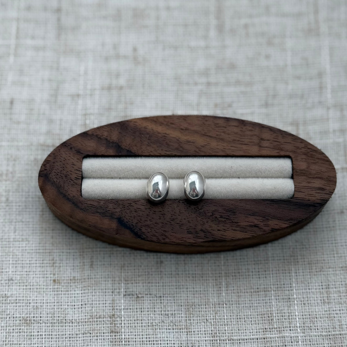 Silver Dome Stud Earrings