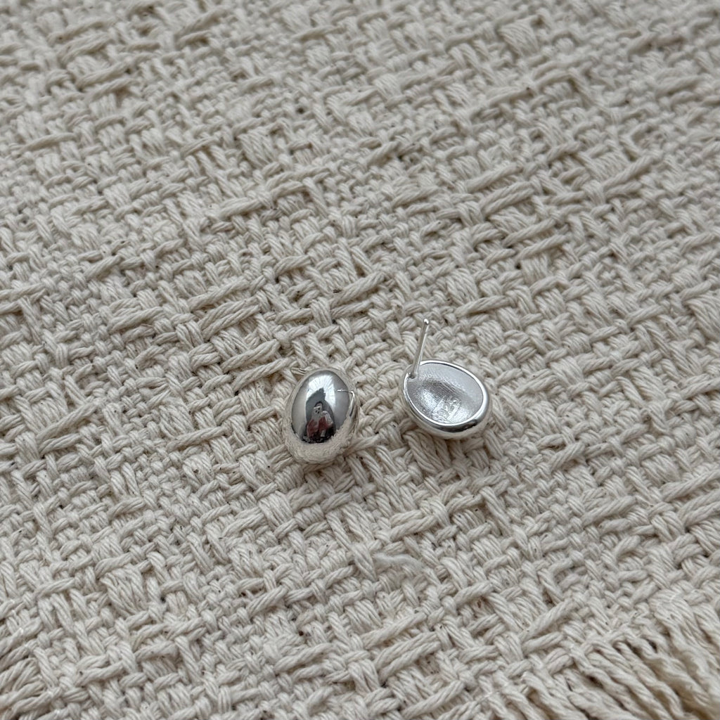 Silver Dome Stud Earrings