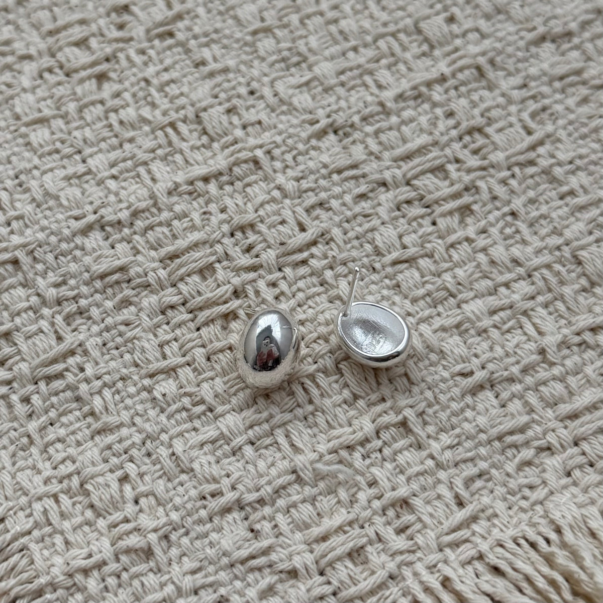 Silver Dome Stud Earrings