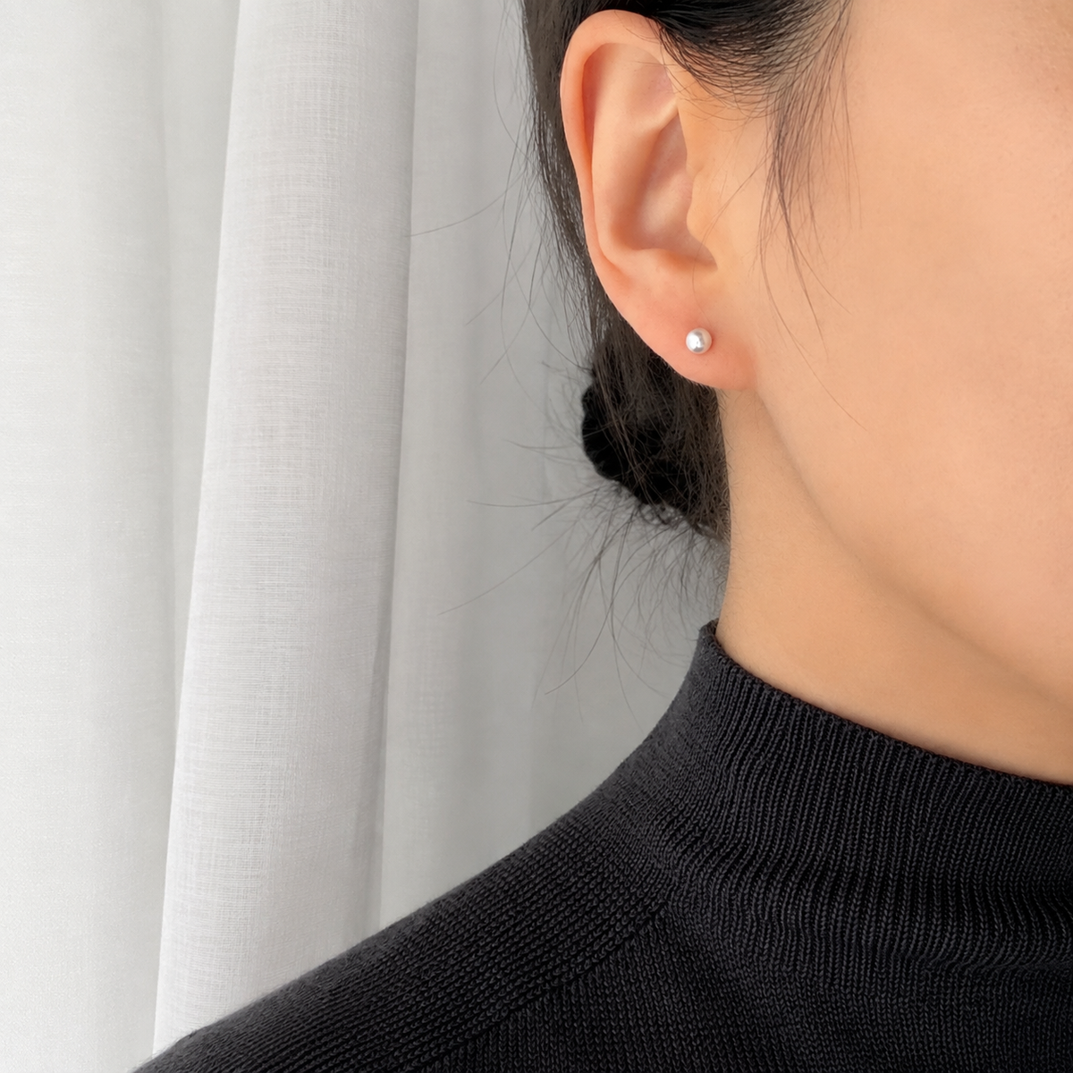 Silver-Blue Japanese Akoya Pearl Stud Earrings