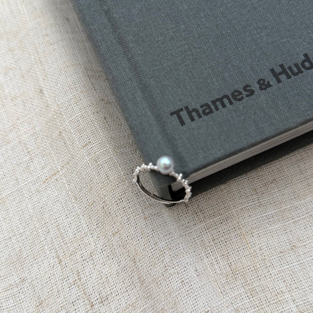 Silver-Blue Japanese Akoya Pearl Ring