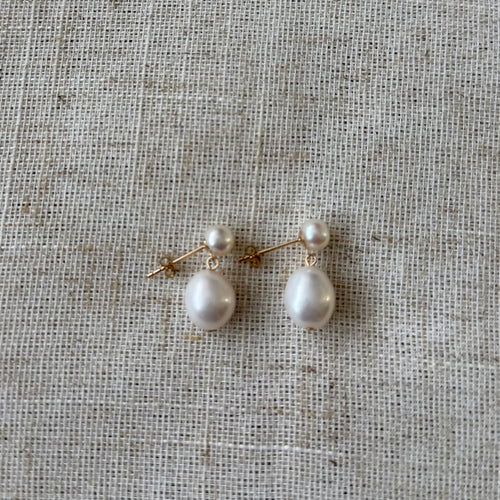 Baroque Pearl Drop Stud Earrings