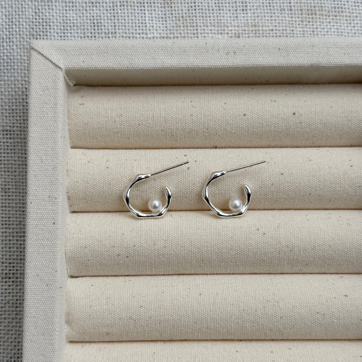 Sculpted Pearl Hoops