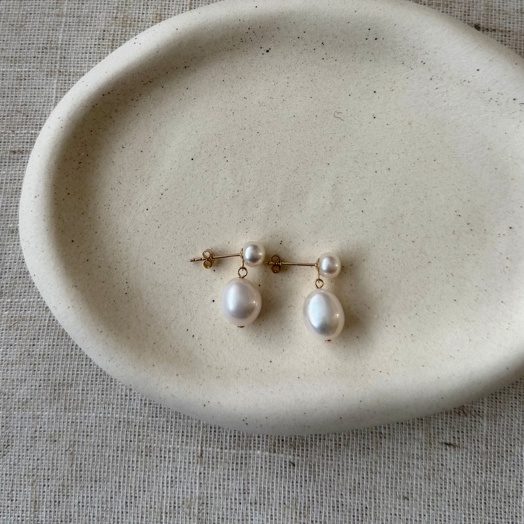 Baroque Pearl Drop Stud Earrings
