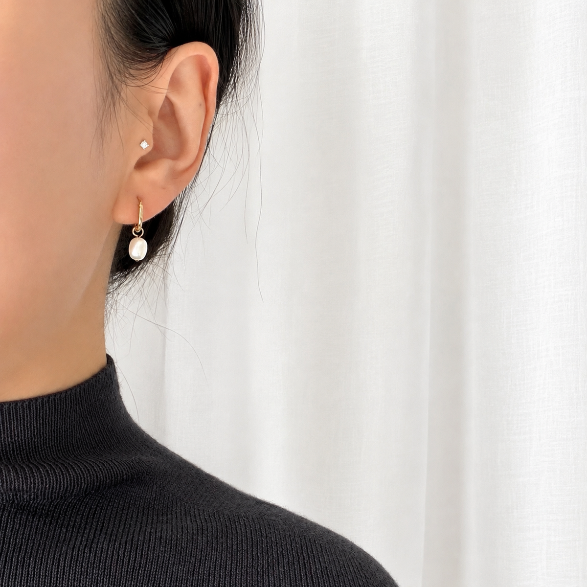 Pearl Huggie Earrings
