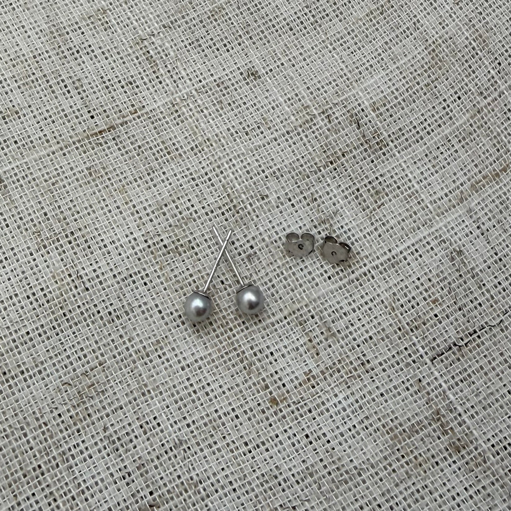 Silver-Blue Japanese Akoya Pearl Stud Earrings