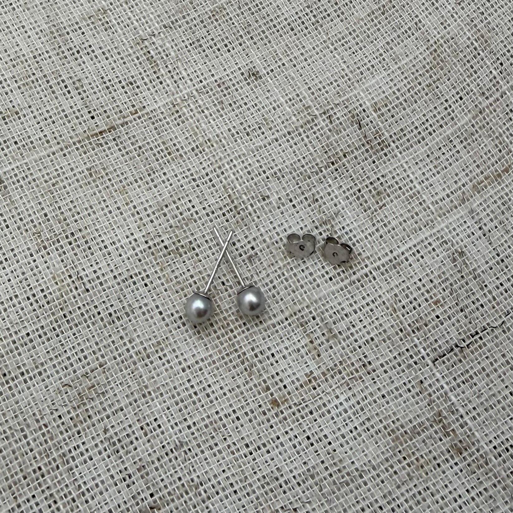 Silver-Blue Japanese Akoya Pearl Stud Earrings